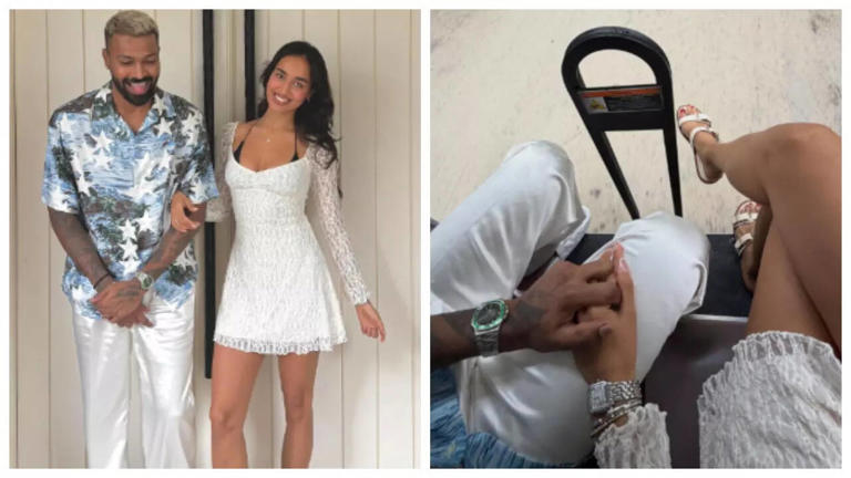 Hardik Pandya and girlfriend Mahieka Sharma sharing romantic moments during Maldives holiday celebrating their official relationship