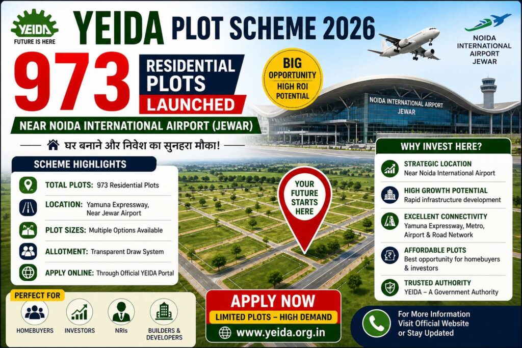YEIDA Plot Scheme 2026: 973 Residential Plots Near Noida International Airport – Apply Online Before Deadline